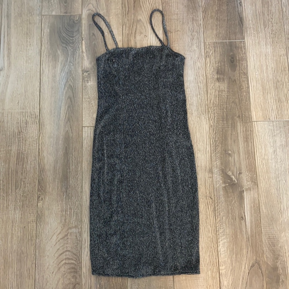 Stretch shine black silver dress